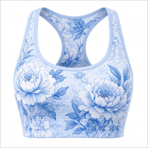 CrowCrew Sports Bra Blue Floral Front